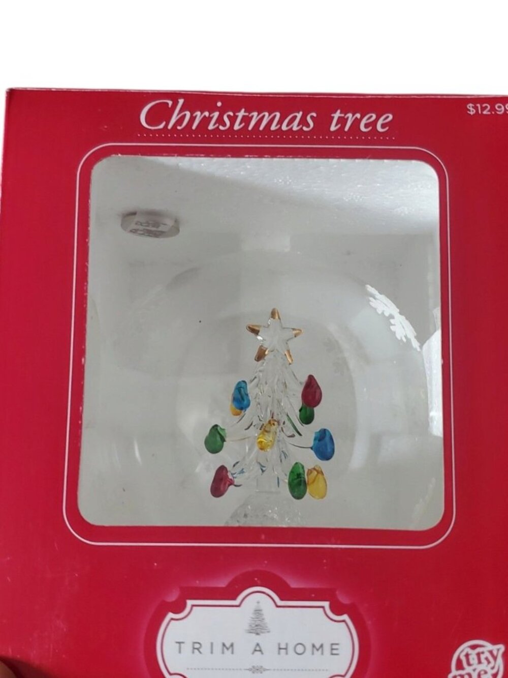 Trim A Home Handblown Glass LED Christmas Tree Globe With Snowflake Design